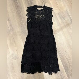 NWT Free People Open-Back High-Neck Lace Dress in black